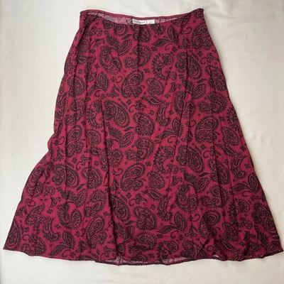 Maxi Falda Croft & Barrow Talla 14 Paisley Línea A Rosa Oscuro y Negro Foto 1 de 4