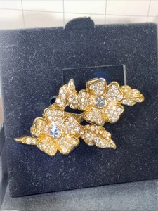 Joan Rivers Duette Convertible Flower Brooch 2 Main Swarovski Crystals & 92 Pave - Picture 1 of 7