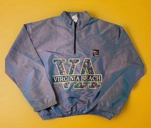 Vtg Surf Style Pull Over Iridescent Jacket One Size Fits All VA Virginia Beach - Picture 1 of 17