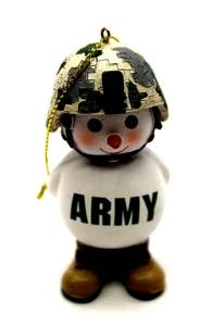 Christmas Army Ornament 4" Tall White Brown ARMY Camo Helmet - Picture 1 of 3