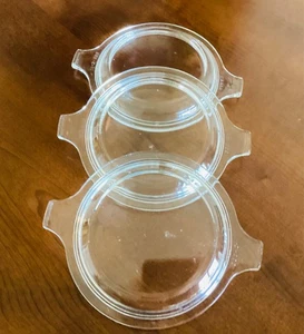 (3) PYREX-680-C REPLACEMENT CASSEROLE LIDS - LIDS ONLY - CLEAR GLASS - Picture 1 of 3