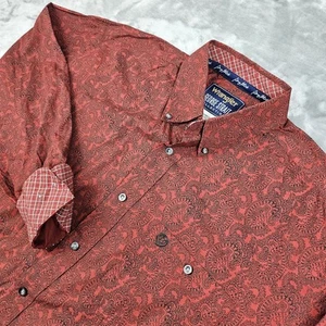 Wrangler George Strait Shirt Mens L Red Floral Paisley Button Down Flip Cuff EUC - Picture 1 of 9