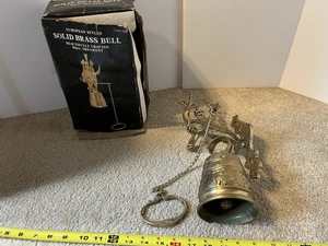 Campana de latón grande macizo estilo europeo, adorno de montaje en pared timbre. - Imagen 1 de 14