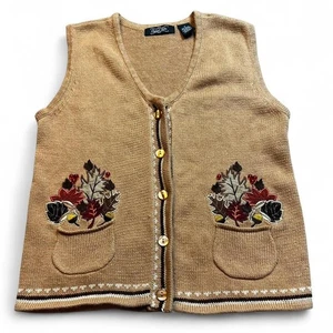 Chaleco suéter vintage tejido casa núcleo otoño otoño hojas talla pequeña - Imagen 1 de 4