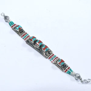 Natural Turquoise Coral Ethnic Bracelet Statement Handmade Bracelet Jewelry B47 - Picture 1 of 8