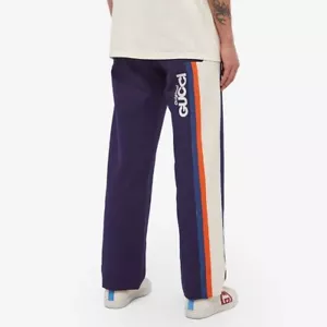 Pantalone Gucci originale blu cotone gamba dritta tela coulisse 32 autentico nuovo con etichette - Foto 1 di 10