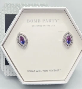 Pendientes de plata de ley maciza .925 ~ Creado en laboratorio azul púrpura Bi Co ~ Fiesta de bombas - Imagen 1 de 4