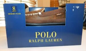 Polo By Ralph Lauren Memory Foam Men's Slippers House Shoes Size 8 Brown NEW