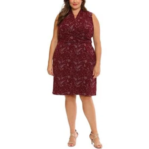 London Times Womens Red Work Wear Mini Fitted Sheath Dress Plus 18W BHFO 4134 - Picture 1 of 2