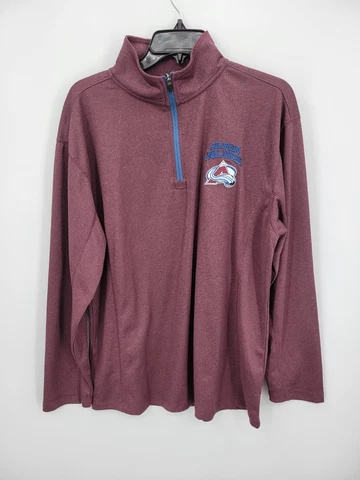 Colorado Avalanche Hockey NHL Pullover Mens Medium Maroon Quarter Zip Logo Cover