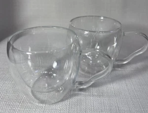 2 Godinger Double Wall Espresso Cups Borosilicate Glass 2.6L x 3.8W x 2.9H 3.5oz - Picture 1 of 12