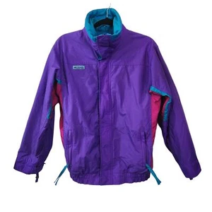 Youth Vintage Columbia 80's 90's Colorblock Ski Jacket Purple Turquoise Pink XL - Picture 1 of 13
