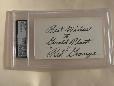 PSA DNA Red Grange Signed Index Card Auto HOF Bears Autograph  - Image 1 of 4