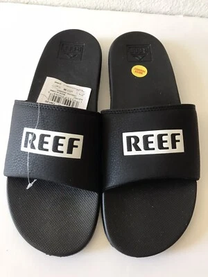 CHANCLAS DE PLAYA/PISCINA PARA HOMBRE REEF ONE SLIDE CON LOGO EN BLANCO/NEGRO TALLA 12 NWT Foto 1 de 4