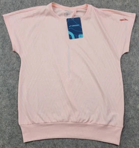 Brooks Running Shirt Womens XS Pink Short Sleeve Outdoor Vented Slit Back NWT - Picture 1 of 8