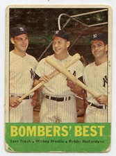 1963 Topps Bombers' Best #173 Tresh/Mantle/Richardson Original - Creases