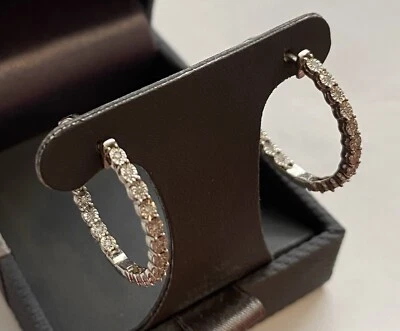 1/4 CTTW Lab Created Diamond Hoop Earrings - Image 1 of 4