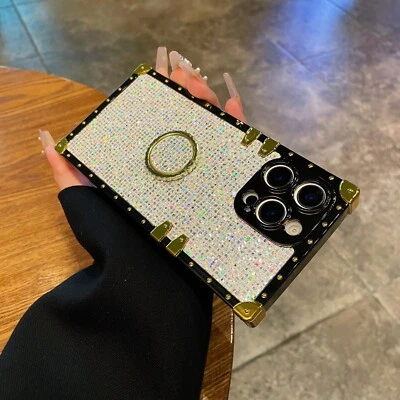 For Various Phone Flash Diamond Ring Holder Case Glitter Shockproof Cover Women - Image 1 of 4