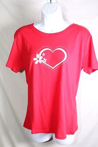 WOMENS THE HEART TRUTH RED AND WHITE LG SHIRT HEARTS AND FLOWERS NWT - Picture 1 of 1