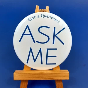 Lote de 10 botones Ask Me Pinback nuevos diseño Stix azul redondo de 3" - Imagen 1 de 7