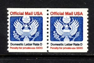 SCOTT O139 1985 D-RATE ($0.22 CENT) OFFICIAL ISSUE COIL PAIR MNH OG VF CAT $10! - Picture 1 of 2