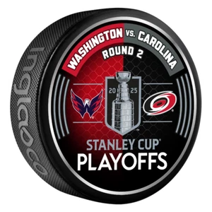 2025 Stanley Cup Playoffs Washington Capitals vs Carolina Hurricanes Hockey Puck - Picture 1 of 2