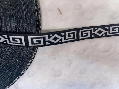 5码黑色白色几何抽象希腊钥匙编织提花缝纫边5/8 — 第 1/4 张图片