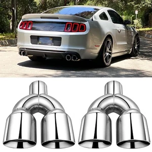 Para Ford Mustang GT 2.5" a 3.5" Salida Doble Tubo de escape Puntas Cuádruples Doble Pared - Imagen 1 de 14