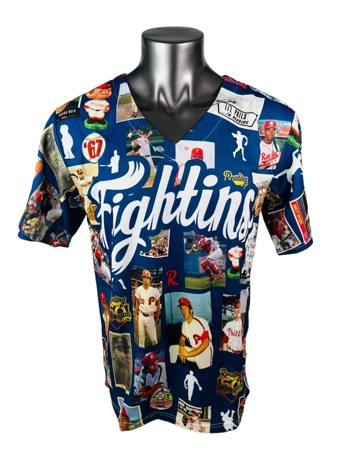 READING FIGHTIN PHILS PHILLIES 50TH SEASON ANNIVERSARY SGA JERSEY YOUTH LARGE - Image 1 of 4
