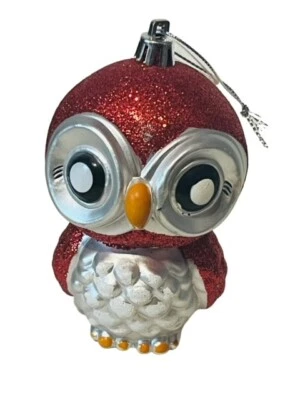 Búho Adorno de Navidad Pájaro Antropomórfico Gran Cuerno Fiesta Figura Rojo A1 Foto 1 de 4