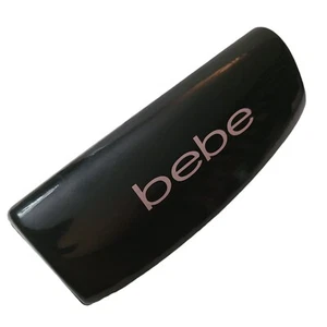 Bebe Shiny Black Hard Plastic Eyeglass Case with Pink Letters Pink Lining - Picture 1 of 8