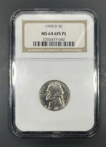 1998-D NGC MS64 6FS PL Jefferson Nickel 5c -  Proof Like - Picture 1 of 2