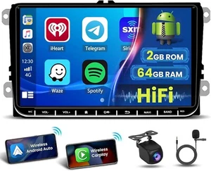 Autoradio Android 13 Carplay GPS Navi Para VW Golf 5 6 Touran Passat Shr Tiguan - Imagen 1 de 7