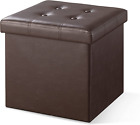 Otto & Ben Folding Chest with Memory Foam Seat Tufted Faux Leather Small Ottoman