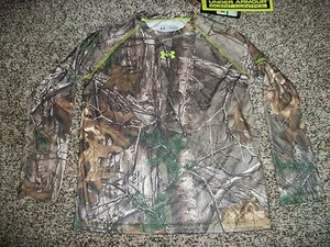 UNDER ARMOUR New NWT Youth Boys Kids Long Sleeve Camo Real Tree Shirt Loose Fit  - Picture 1 of 2
