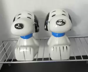 2 VINTAGE PEANUTS SNOOPY WEIGHTED BOOKENDS SET W/FELT BOTTOMS 1958, 1966 - Picture 1 of 8