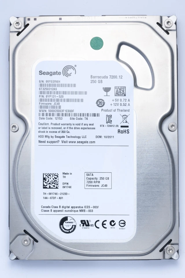 Seagate Barracuda 250GB SATA Desktop Hard Drive Model ST3250312AS P/N 9YP131-520 - Image 1 of 2