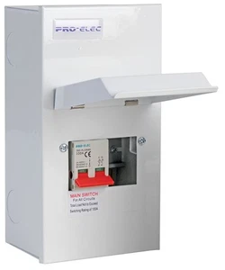 PRO ELEC - 4 Way Metal Consumer Unit, 100A Main Switch - Picture 1 of 1