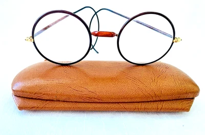 Anteojos antiguos Windsor Look marrón celuloide en tono dorado montura puente marco Foto 1 de 4