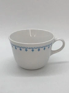 Set of 7 Vintage Corelle White w/Blue Snowflakes Ceramic Coffee Cups 6 oz. - Picture 1 of 4