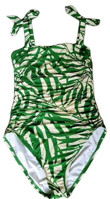 Kate Spade New York Shirred One Piece Swimsuit Size M Green Palm Wireless  - Image 1 of 4