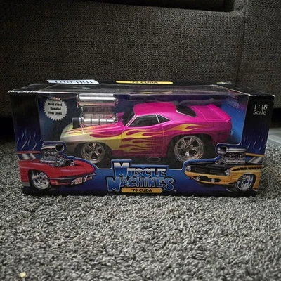 Muscle Machines '70 CUDA. New In Box 1:18 Scale. Real Steel Braided Fuel Lines - Image 1 of 4