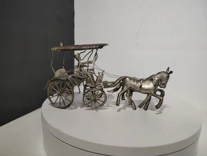 Gorgeous Wrapped Wire Repoussé Silver Color Metal Carriage Art Sculpture - Picture 1 of 5