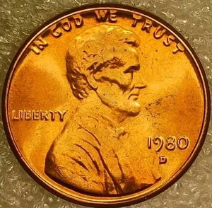 🔥 UNCIRCULATED (RD) 1980-D LINCOLN CENT DDO DDR RPM VARIETY - Picture 1 of 13