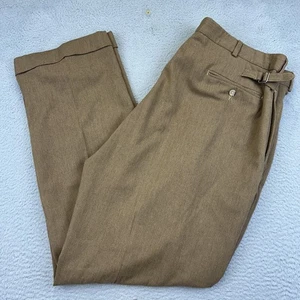 Polo Ralph Lauren Pants Mens 42x32 Brown Pleated Cuffed Classic Fit Stretch - Picture 1 of 17