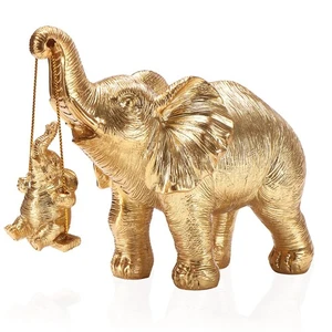 Elephant Statue. Gold Elephant Decor Brings Good Luck, Health, Strength. Elep... - Foto 1 di 7
