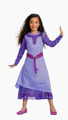 Vestido infantil clássico Halloween roxo fantasia S/P (4-6X) Wish Asha Disney novo - Imagem 1 de 4