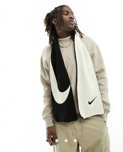 Nike reversible swoosh scarf in black and off white - Picture 1 of 8