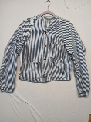CHAQUETA ABRIGO A RAYAS DENIM JEAN WORK CHORE INGENIERO FERROCARRIL AÑOS 40 de colección Foto 1 de 4