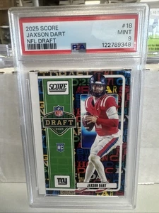 Tarjeta Panini Score #18 Jaxson Dart RC Rookie NFL Draft NY Giants 2025 PSA 9 D1 - Imagen 1 de 2